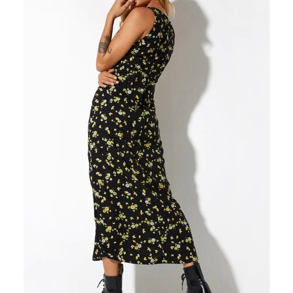 New motel Sage Cotina dress flower buds black flock size small - Picture 5 of 6